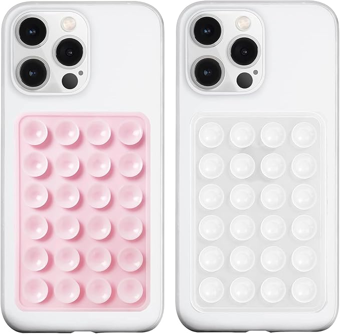 LvShuLiangPin Anteel 2 Pack Silicone Suction Phone Case Mount, Silicon Adhesive Phone Grip for Smartphones, Hands-Free Mirror Shower Phone Holder for Selfies