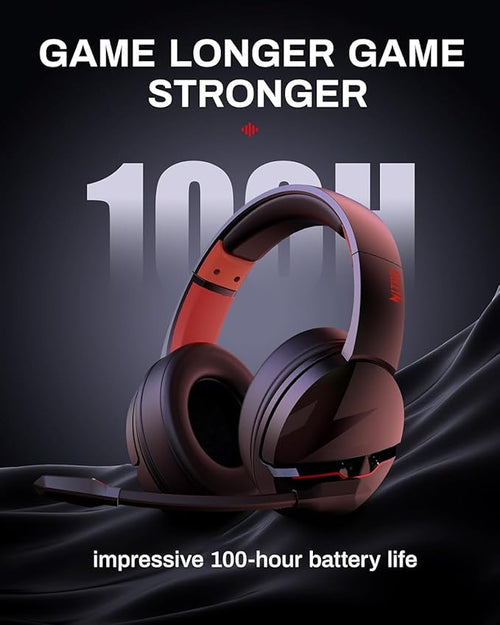 acer Wireless Gaming Headset, PS5 Headset with 2.4GHz for Ps5, Ps4, PC, Switch, Bluetooth 5.3 + 100Hrs Gaming Headphones with Noise Canceling Mic for Laptop, Mobile, Mac, 50mm Drivers (Red)