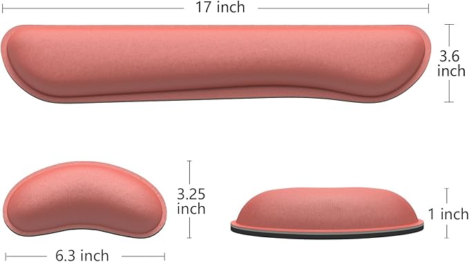 Dapesuom Enlarge Keyboard Wrist Rest, Memory Foam Wrist Cushion for Desk Mats Support, Cute Typing Pain Relief Keyboard Mouse Pad Rests Set with Non-Slip Base for Gaming Laptop Office, Indian Red
