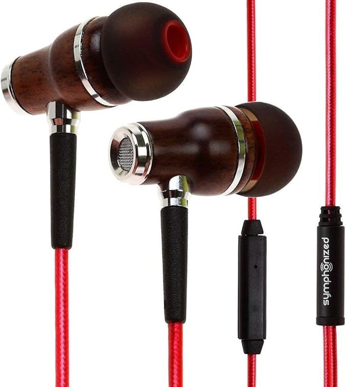 Symphonized NRG 2.0 Premium Genuine Wood in-Ear Noise-isolating Headphones with Mic and Nylon Cable