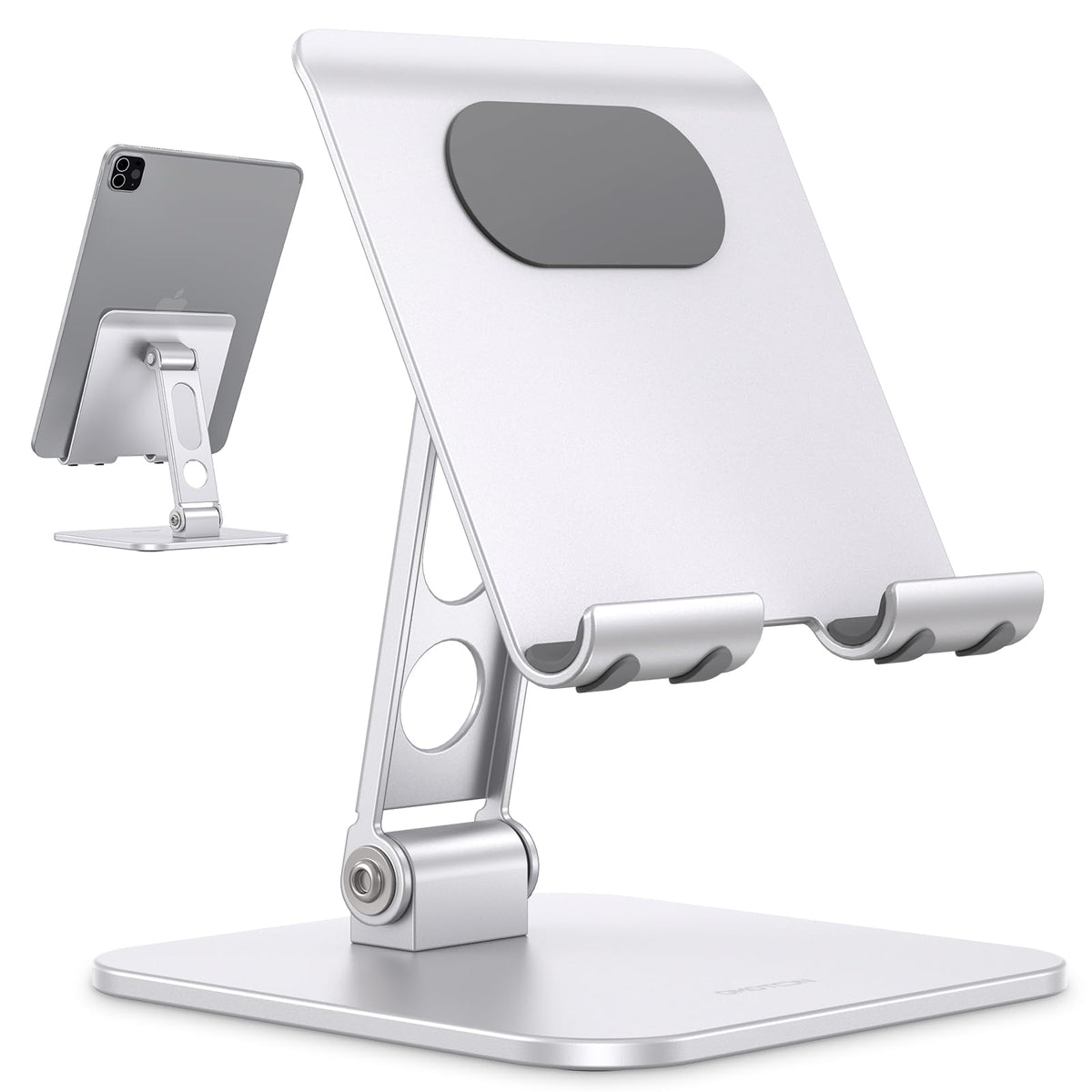 OMOTON Upgraded Adjustable Tablet Stand Holder, Heavy Duty Foldable Portable Monitor Stand, Travel Essentials for iPad Pro/Air/Mini, Surface Pro, 4.7''-15.6', Black