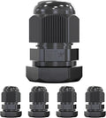 MGI SpeedWare 1/4" NPT Strain Relief Nylon Cord Grip Cable Glands, Black Plastic Grommet 5-Pack