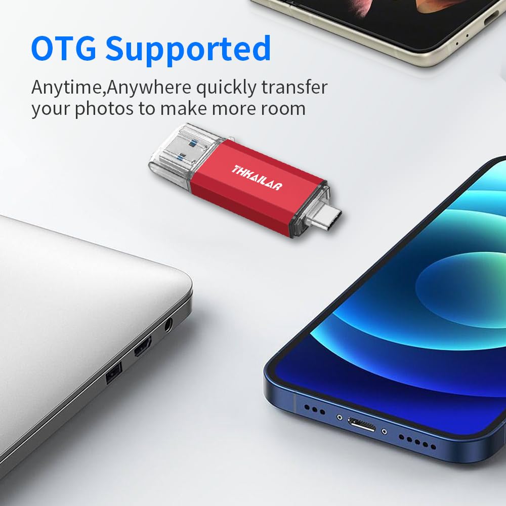 Thkailar 2 Pack USB C Flash Drive 64GB 2 in one OTG USB 3.1 Thumb Drive