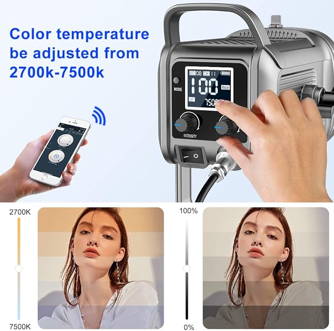 GVM 150W LED Video Light 2700K~7500K Video Light Photography Studio Light Kit with Lantern Softbox & Stand, CRI97+TLCI97 with 8 Lighting+Custom Effects for Outdoor Shoot YouTube Videos