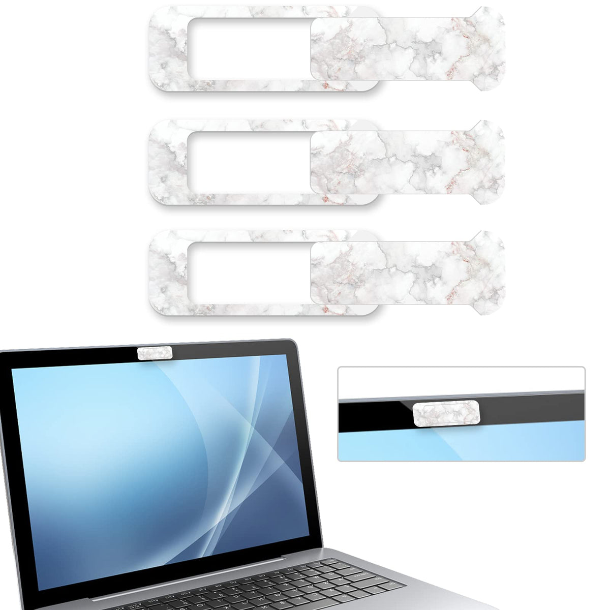Webcam Cover, 3 Pieces, Laptop Camera Cover, Privacy Shielding Capacity is Twice as Big as The Traditional, Suitable for Computer Mobile Phones, laptops, Tablets and so on (Black)