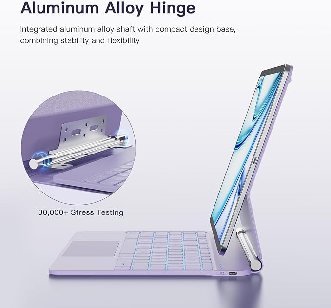 for iPad Air 13 inch Case with Keyboard (M3,2025 / M2,2024), iPad Pro 12.9 (6th/5th/4th/3rd Gen) Magic Keyboard, Springy Backlit Keys, Stain-Resistant Surface, Multi-Touch Trackpad, Purple