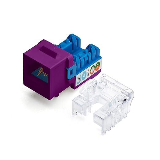 trueCABLE Cat6A Keystone Jack, Unshielded (UTP), 90 Degree Punch-Down, PoE++ (4PPoE), UL Listed, ETL Verified, ANSI/TIA Certified, Modular RJ45 Female, Purple, 48 Pack