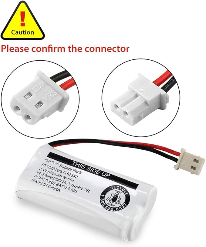 Kruta BT162342 BT262342 Cordless Phone Batteries Compatible with BT183342 BT283342 BT166342 BT266342 VTech CS6114 CS6419 CS6719 at&T EL52300 CL80111 Handset Telephone (Pack 6)