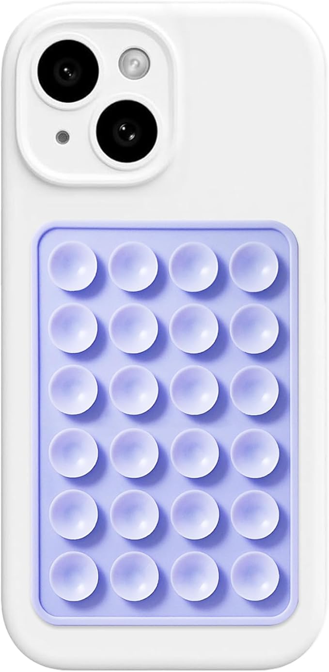 AZXYI Anteel Silicone Suction Phone Case Mount, Silicon Adhesive Suction Cup Phone Mount, Non Slip Sticky Phone Grip for Cellphone, Strong Grip Holder for Selfies and Videos (Lavender)
