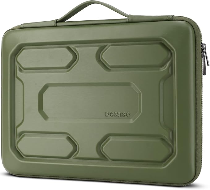 DOMISO 15.6 inch Laptop Sleeve with Handle Shockproof Waterproof EVA Protective Case for 15.6" Yoga 720 IdeaPad 310 320 ThinkPad T570/Legion 5 Gen 6/HP Envy 15/15.6" Notebooks, Green