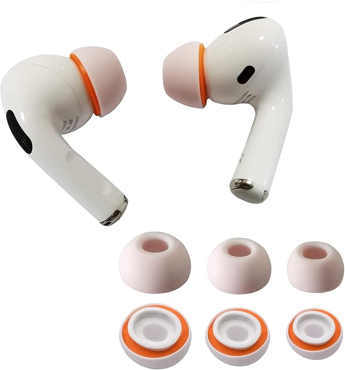 Airpod Pro Ear Tip Memory Foam & Silicone Hybrid Ear Tips, Perfect Noise Reduction, Stays in Your Ears, Ultra-Comfort, Anti-Slip Eartips, Fit in The Charging Case (Orange, Large)