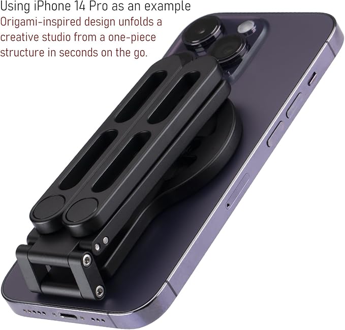 for MagSafe Pocket Tripod Stand – Magnetic Phone Stand for iPhone 16/15/14/13/12 Series | Adjustable Angle, 20 N52 Strong Magnets, Full Metal Build, Foldable & Mag Case Compatible