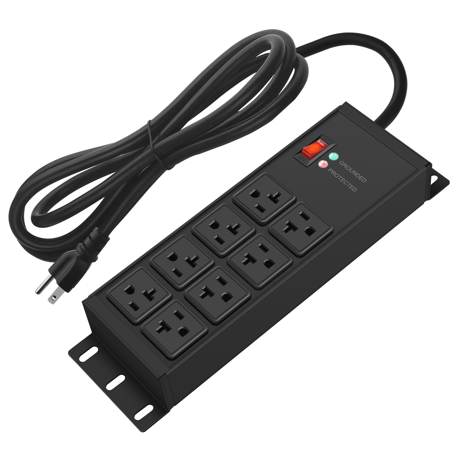 CCCEI 12 Gauge Heavy Duty Power Strip, 8 Ports, Black, 4FT.