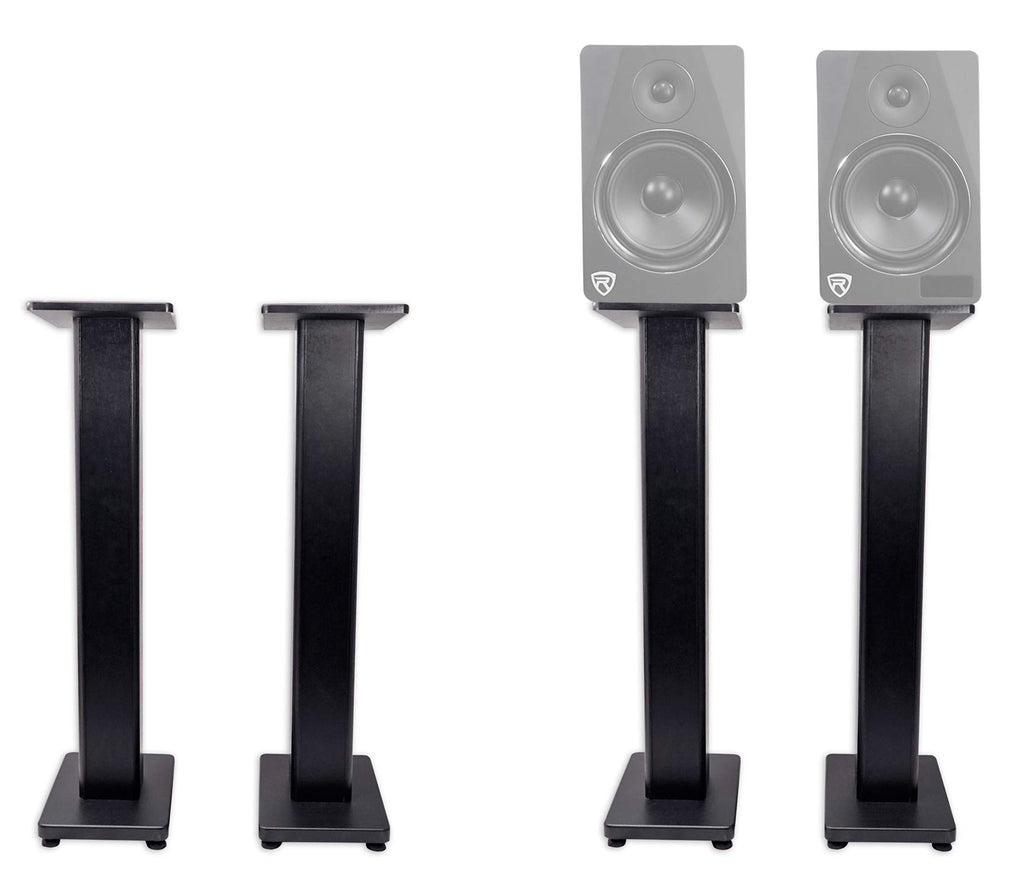 Rockville Pair RHTSB 36 Inch Bookshelf Speaker Stands, High-Performance Wood, Cable Management, Dual Platform Sizes, for Home Theater and Studio Monitors