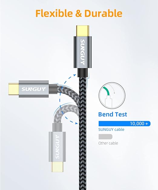 SUNGUY 10Gbps Micro B to USB C Hard Drive Cable 3FT, USB 3.1 USB C to Micro B, High-Speed External Hard Drive USB C Cable for iPhone 16 15 Pro/Pro Max, MacBook Pro/Air, WD Toshiba Westgate Seagate