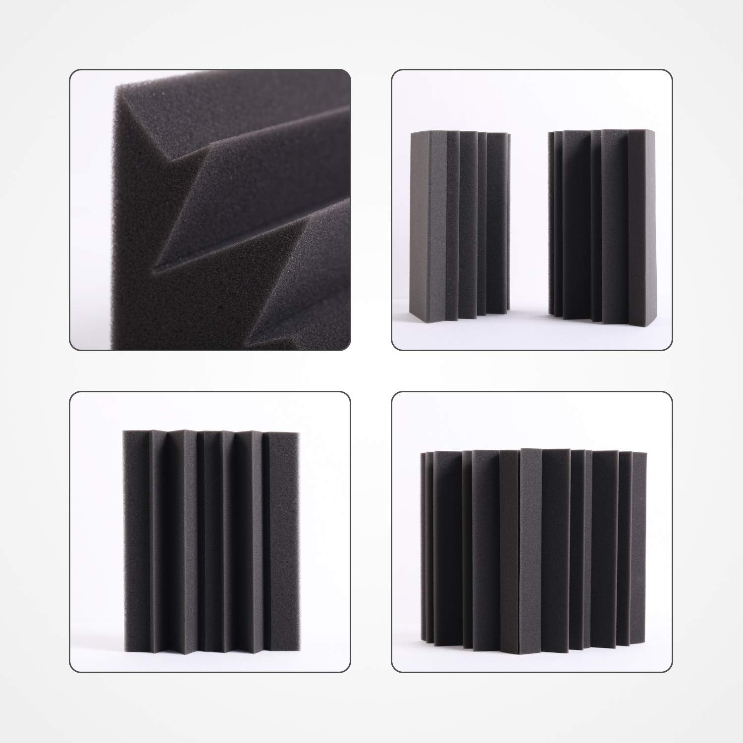 8 Pack - Bass Traps Acoustic Foam Corner, 8''x8''x12'' Black Bass Traps Corner Studio Foam, High Density and Fire-Proof Acoustic Panels Recording Studio Acoustical Treatments