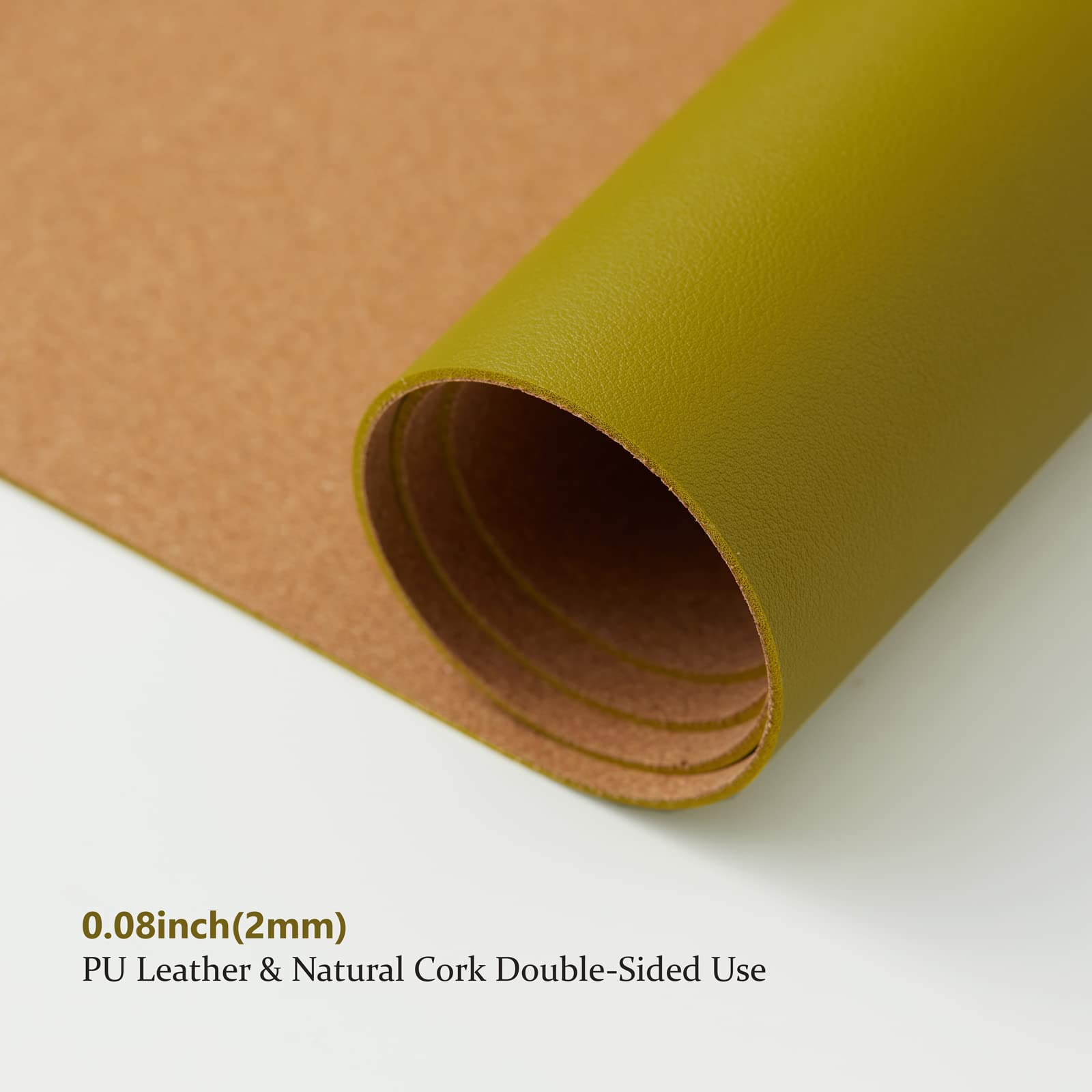 Cork Desk Mat - Dual-Sided Desk Pad for Office and Home - Desk Organization and Accessories - Ideal for Large Mouse Pad and Desk Mats on Top of Desks(Olive Green,80cmx 40cm)