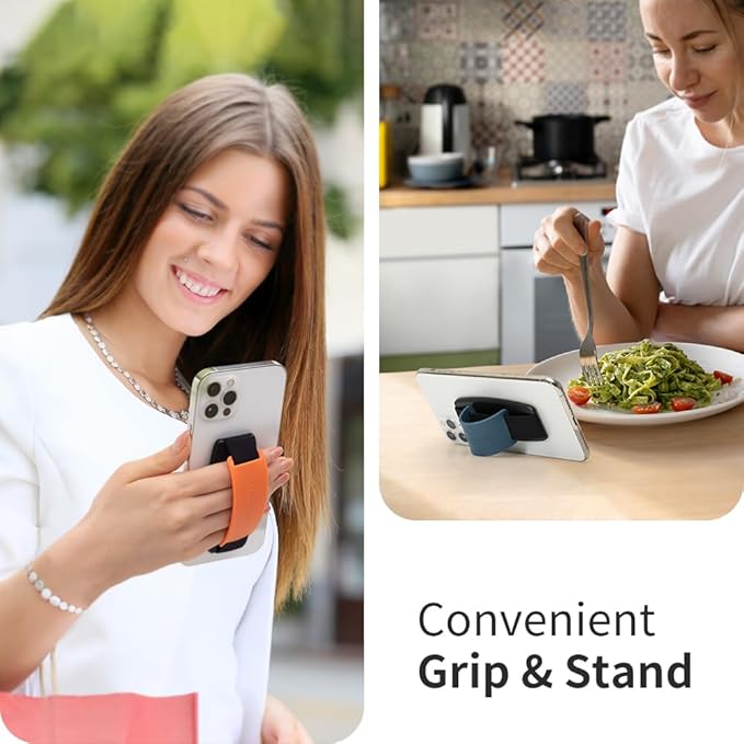 Sinjimoru Detachable Phone Grip Kickstand for Wireless Charging Compatible Phone Finger Holder for iPhone & Smartphones. Sinji Mount S-Grip Navy