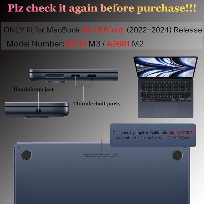 CISSOOK for MacBook Air 13.6 inch Case 2025 2024 2023 2022 Release Model M3 A3113 M2 A2681, Lotus Hard Shell Case Keyboard Cover for MacBook Air 13 M2 M3 M4 Chip, Charming Painting