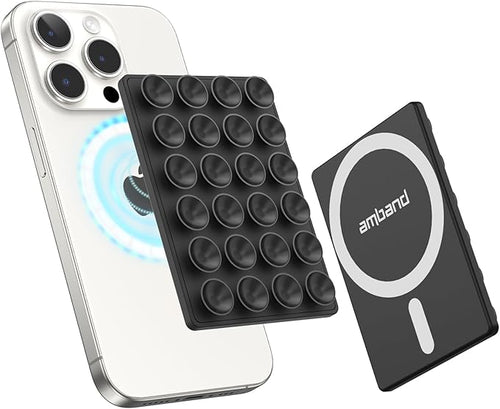 amBand Magnetic Suction Phone Grippy for MagSafe Case, Silicone Cup Sticky Mount for iPhone 12 13 14 15 16 17 Pro Max/Pro/Air/Plus, Hands-Free Selfie/Video for TikTok Creator/Influencer