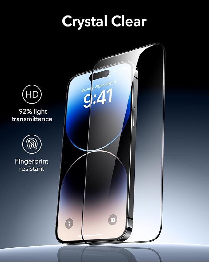ESR 3 Pack 9H+ Glass for iPhone 14 Pro Screen Protector, [Military Grade Shatterproof & Longest Durable] Armorite Ultra-tough Full Coverage Tempered Glass with UltraFit Tray