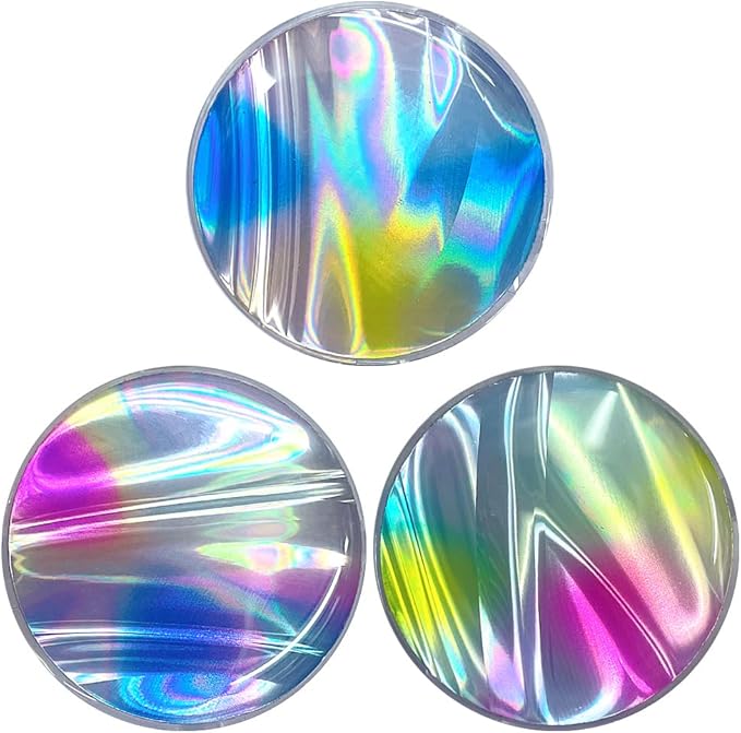 3 Pack Fashionable Clear Glitter Expandible Collapsible Moblile Phone Grip Stand Holder for Smartphones and Tablets Cell Phone Accessory- 2 (Gradient Colorful Glitter Blue Pink)