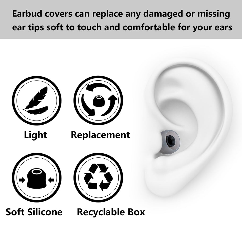 MMYQXI Earbud Replacement Tips Silicone Earbud Covers Fit for in-Ear Headphones (Inner Hole 3.8mm -5.1mm) 9 Pairs S/M/L