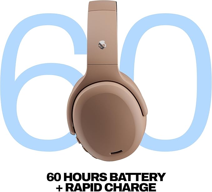 Skullcandy Crusher ANC 2 Wireless Over-Ear Bluetooth Headphones with Multi-Sensory Bass, Active Noise Cancelling, Up to 60 Hours Battery, Microphone for iPhone Android - Primer