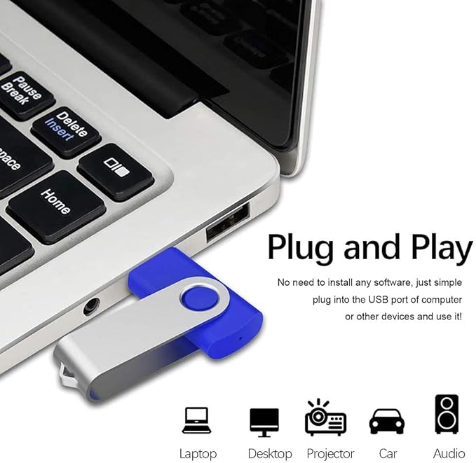 Aiibe 10 Pack 64GB USB 2.0 Flash Drive - Blue (10 Pack, 64GB)