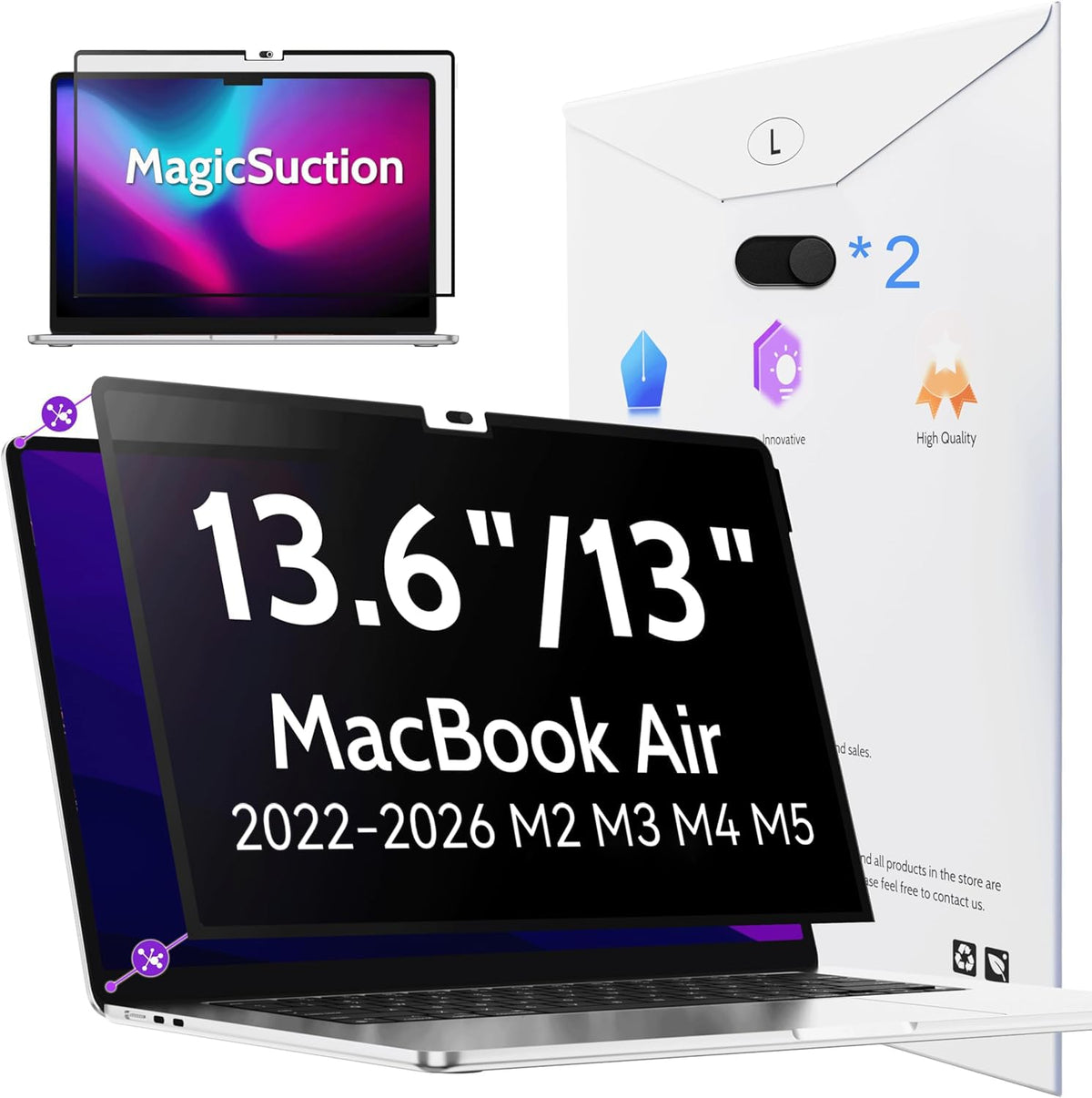 Peslv Nano‑Suction Privacy Screen for MacBook Air 15 Inch