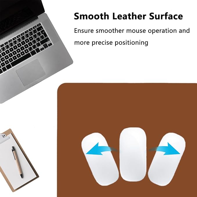 PU Leather Desk Pad Protector Gaming Mouse Pad Non Slip Desk Mat for Keyboard and Mouse Waterproof Desk Writing Pad for Office and Home Desk Accessories(Brown, 35.4 * 17.7)