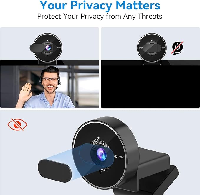 EMEET C955 Webcam for PC, 1080P Webcam with Microphone&Privacy Cover, Auto Light Correction, 70° FOV for Personal Use, Plug&Play Web Cam Protect Data, Perfect for Office Professionals&Remote Workers
