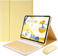 AnMengXinLing Keyboard Case for iPad Air 11 inch (M3 2025/M2 2024) with Mouse, Case for iPad Air 5th/4th Gen with Keyboard Cover with Pencil Holder, Yellow