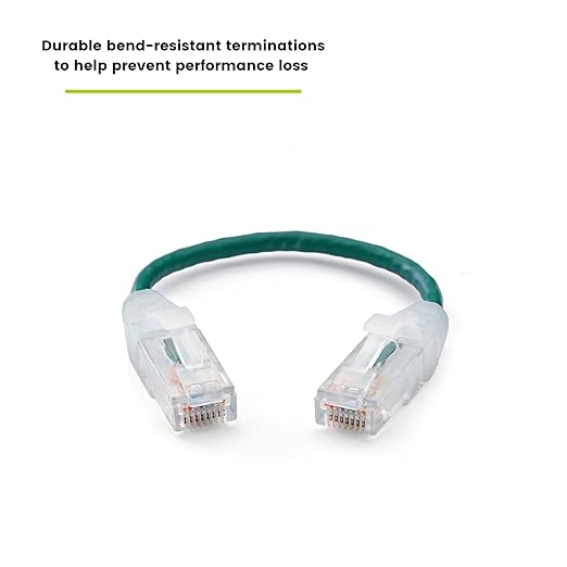 TRUECABLE Cat6 Component Rated Patch Cable, Unshielded (U/UTP), 6in, Green, 28AWG Solid Copper, Snagless 10G High-Speed Ethernet Cable, PoE++ 4PPoE 100W, UL Listed, RoHS-3, 5 Pack