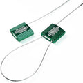 100 Green Steel Cable Seals With Barcode - High Security Numbered Truck Anti-Tamper Pull Tite Tags - Metal Container Shipping Self-Locking Safety Ties ISO 17712
