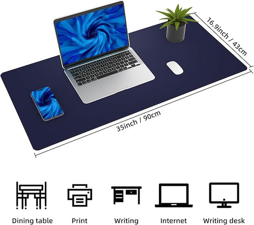 AFIING Desk Mat, Blue, 35.4" x 17", Cork Desk pad Protector