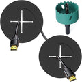 TV Wire Hider Kit for Wall Mount TV, White in Wall Cable Management Kit, Includes 2 Pass Throughs and Hole Saw Drill Attachment for Easy Install(Black) (RO-YCX-2P-BK)