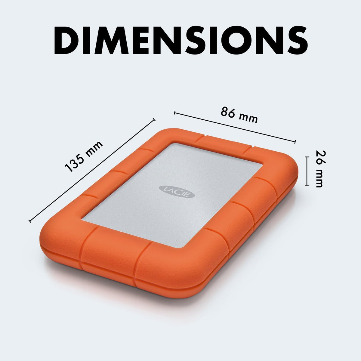 LaCie Rugged Mini Portable External Hard Drive, 4TB, 2.5", for PC, Mac, iPad, and iPhone, with Data Rescue Service