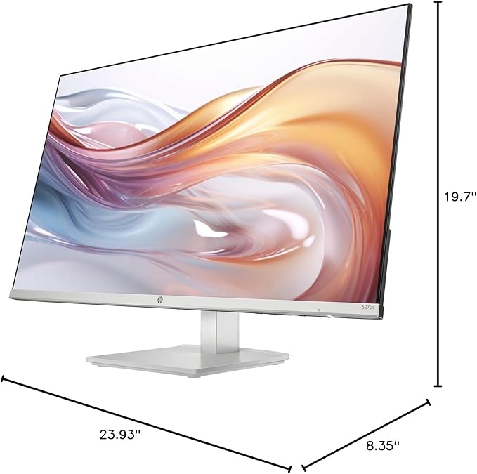 HP Series 5 527sh Monitor (Replaces M27h) 27" 100Hz IPS FHD (1920x1080) 99% sRGB Display, Adjustable Height & Tilt, Flicker Free, Anti-Glare, Black/Silver w/DKZ USB Port Expander