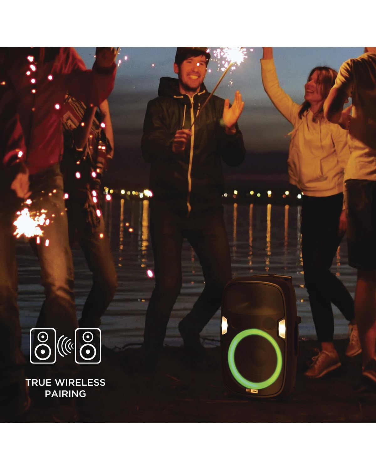 Altec Lansing SoundRover 75 Wireless Speaker 75W Bluetooth Speaker with a Long Lasting 10 Hour Battery, 50 Foot Range, Multi LED Party Modes, True Wireless Pairing, Bonus Microphone