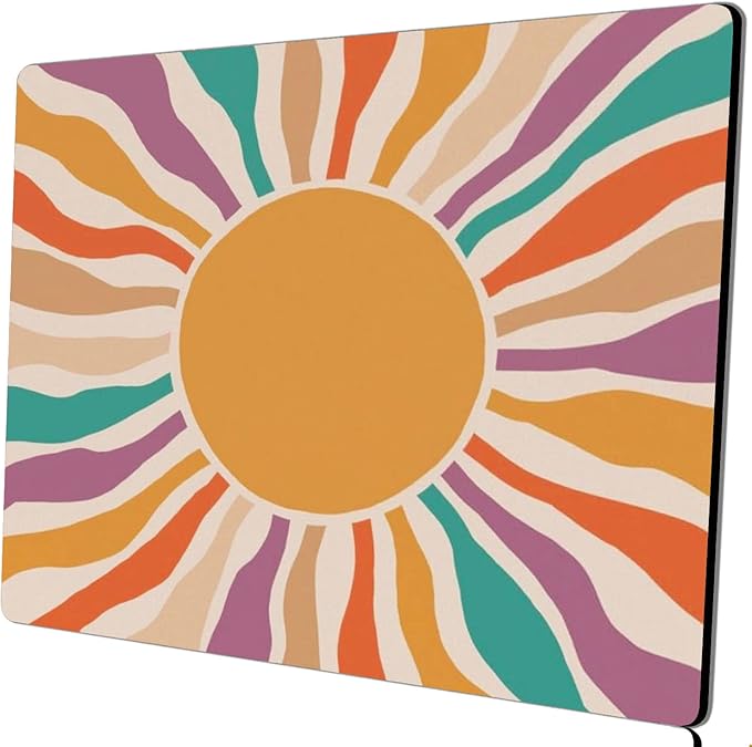 Square Mouse Pad Retro Sun,Personalized Premium-Textured Custom Mouse Mat Design,Washable Mousepad Cloth,Non-Slip Rubber Base Computer Mouse Pads for Wireless Mouse