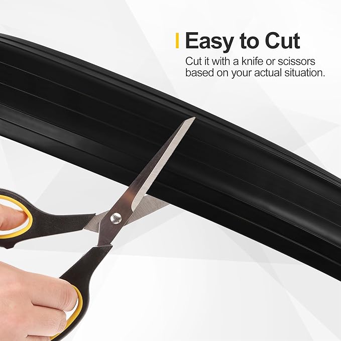 Floor Cable Cover 10Ft Heavy Duty PVC Floor Cable Protector Electric Cord Hider Cable Management Floor Strip Extension Cord Covers Cable Raceway for Wires on Floor Inner Channel 1.36" W 0.43" H -Black
