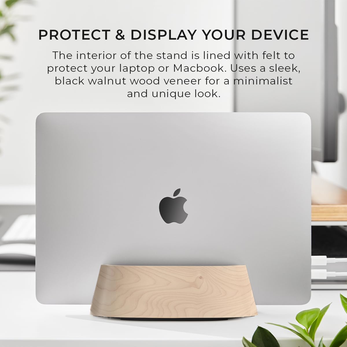 HumanCentric Vertical Laptop Stand in Maple Wood, Upright Adjustable Holder and Dock, Laptop Vertical Stand Fits MacBook Pro and Other Laptops.5" to 1.5", Clamshell Compatible