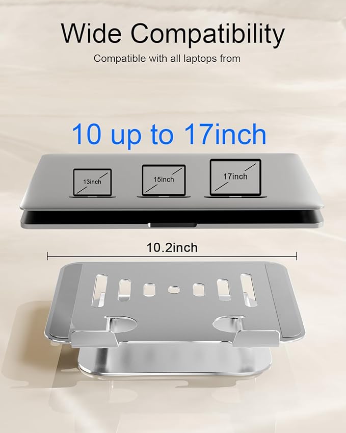 Laptop Stand for Desk Adjustable Computer Stand Foldable Laptop Riser Notebook Holder Adjustable Height for MacBook PC Computer Notebook Office Desk Accessories 10-17 Inch