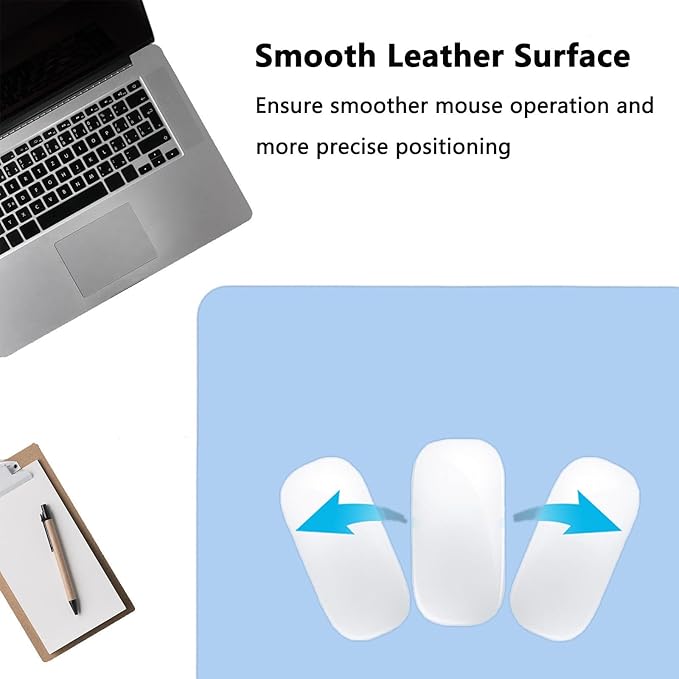 PU Leather Desk Pad Protector Gaming Mouse Pad Non Slip Desk Mat for Keyboard and Mouse Waterproof Desk Writing Pad for Office and Home Desk Accessories(Blue, 47.2 * 17.7)