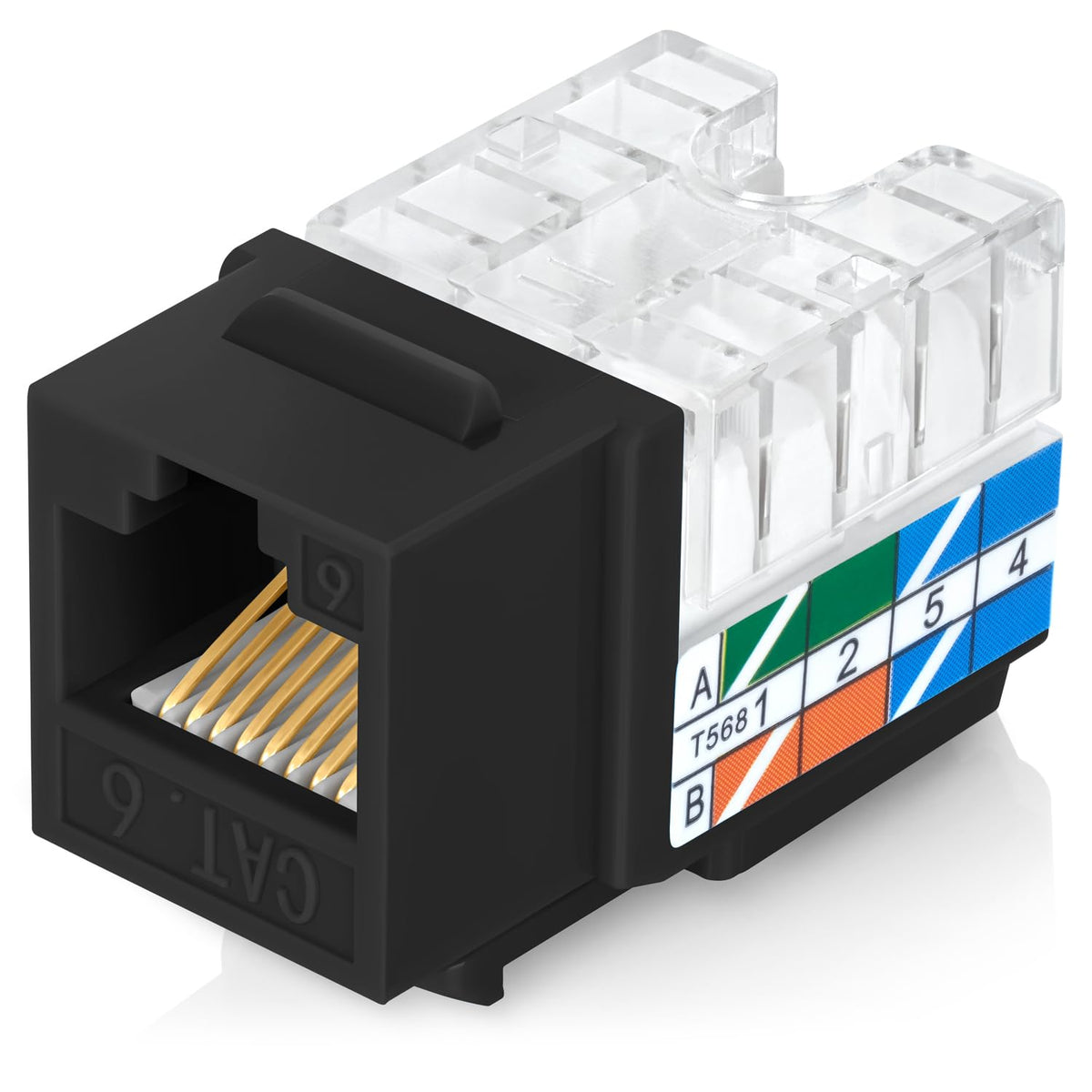 Everest 90 Degree RJ45 Cat6A Keystone Jacks Slim Profile 20-Pack Yellow