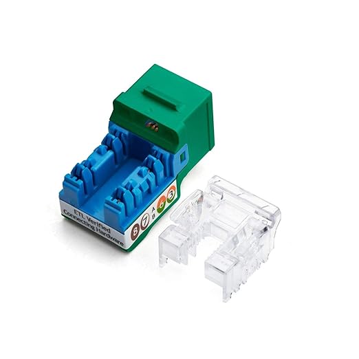 trueCABLE Cat5e Keystone Jack, Unshielded (UTP), 90 Degree Punch-Down, PoE++ (4PPoE) 100W, UL Listed, ETL Verified, ANSI/TIA Certified, Modular RJ45 Female, Green, 12 Pack