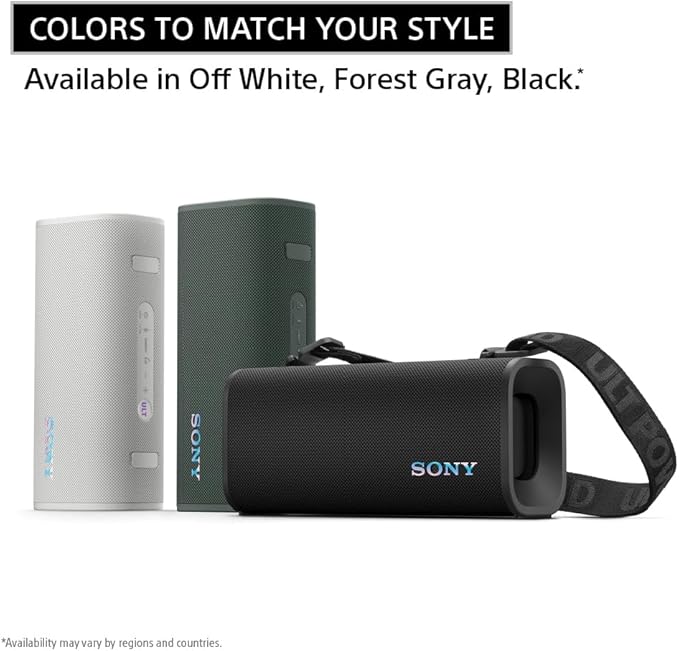 Sony ULT Field 3 Wireless Portable Bluetooth Speaker, IP67 Waterproof, Dustproof, Rustproof, and Shockproof with Enhanced Bass, 24 Hour Battery and Shoulder Strap (SRSULT30H), Forest Gray