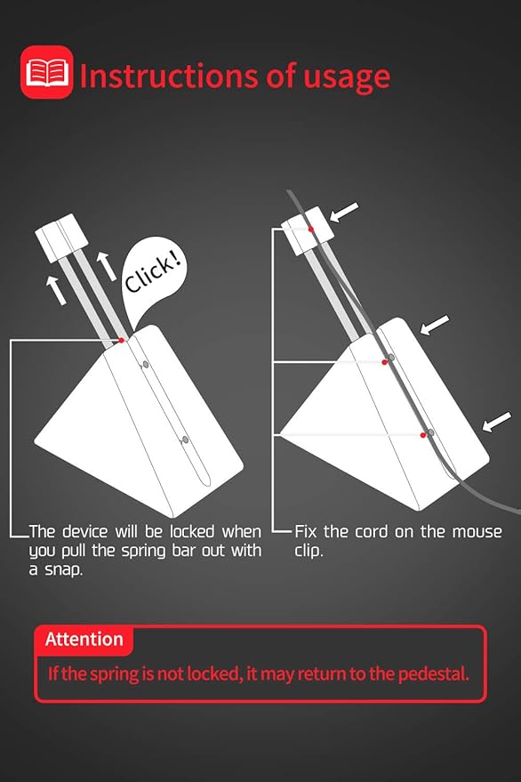 Hotline Games Mouse Bungee 3.0+ Mouse Cord Clip Cord Management System Fixer Holder for Esports FPS Game (3.0+ Black)