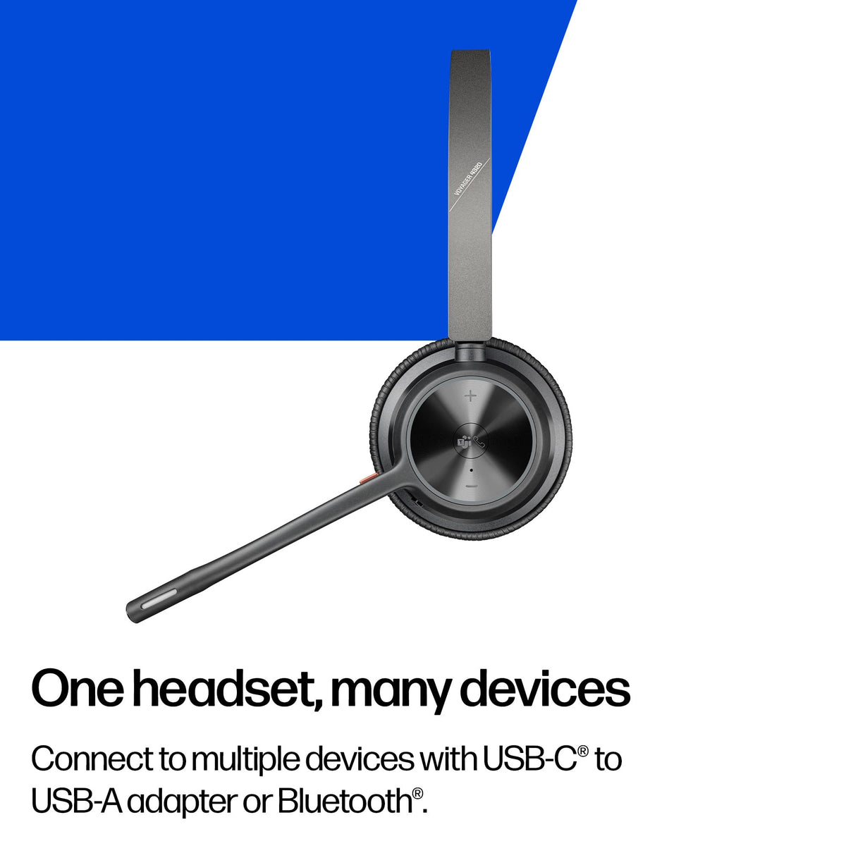 Poly Voyager 4320 UC Wireless Headset & Charge Stand - Noise-Canceling Wireless Headphones with Mic - Connect to PC via USB-C to USB-A Adapter, Cell Phone via Bluetooth, Microsoft Teams Certified